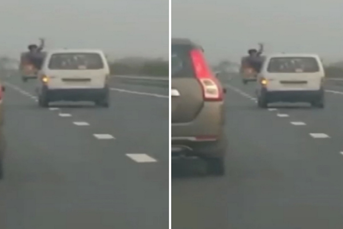 Viral Video: मेरठ-दिल्ली हाईवे पर चलती कार से स्टंट करने वाले का वीडियो वायरल, पुलिस तलाश में जुटी